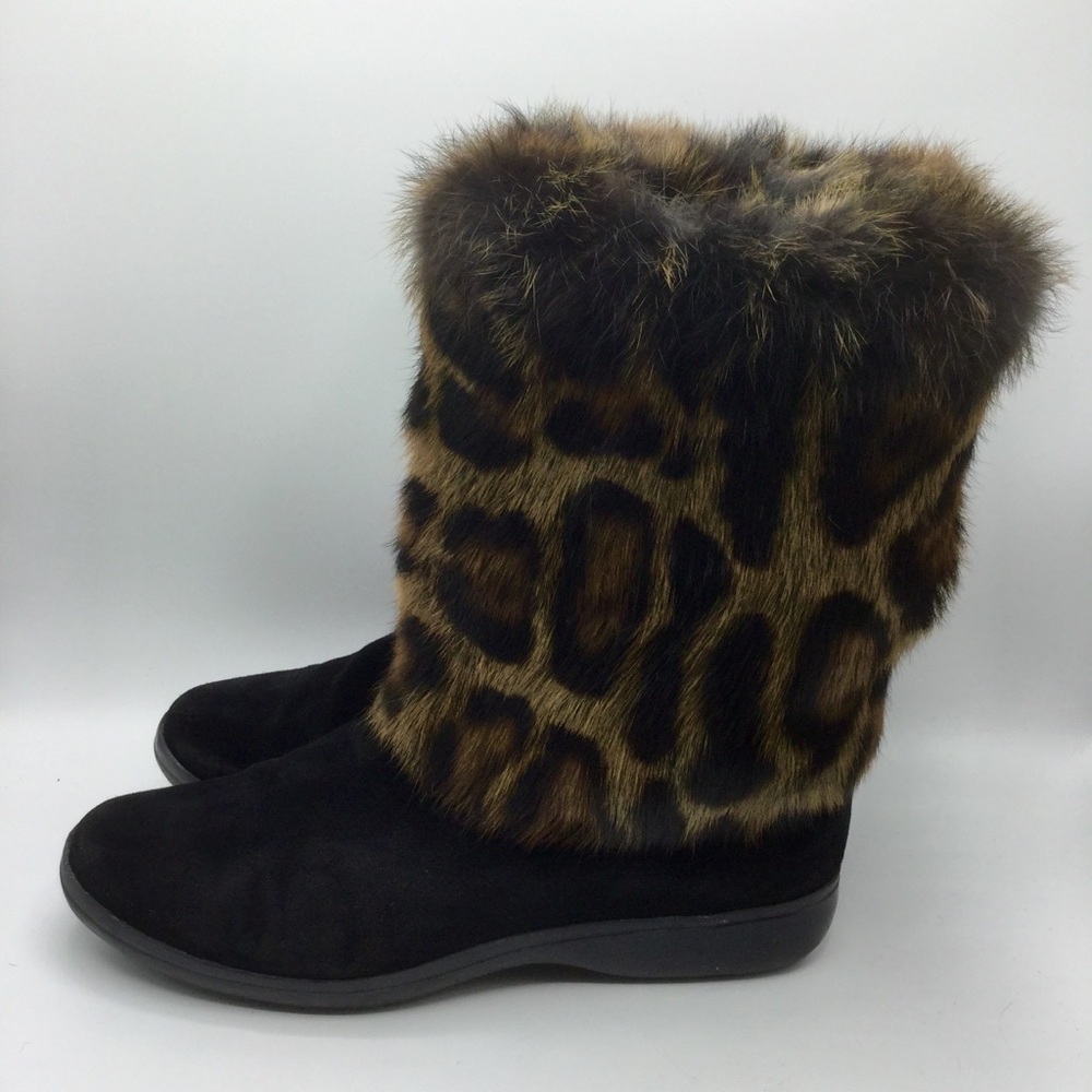 Stuart Weitzman Cheetah Print Rabbit Fur Boots